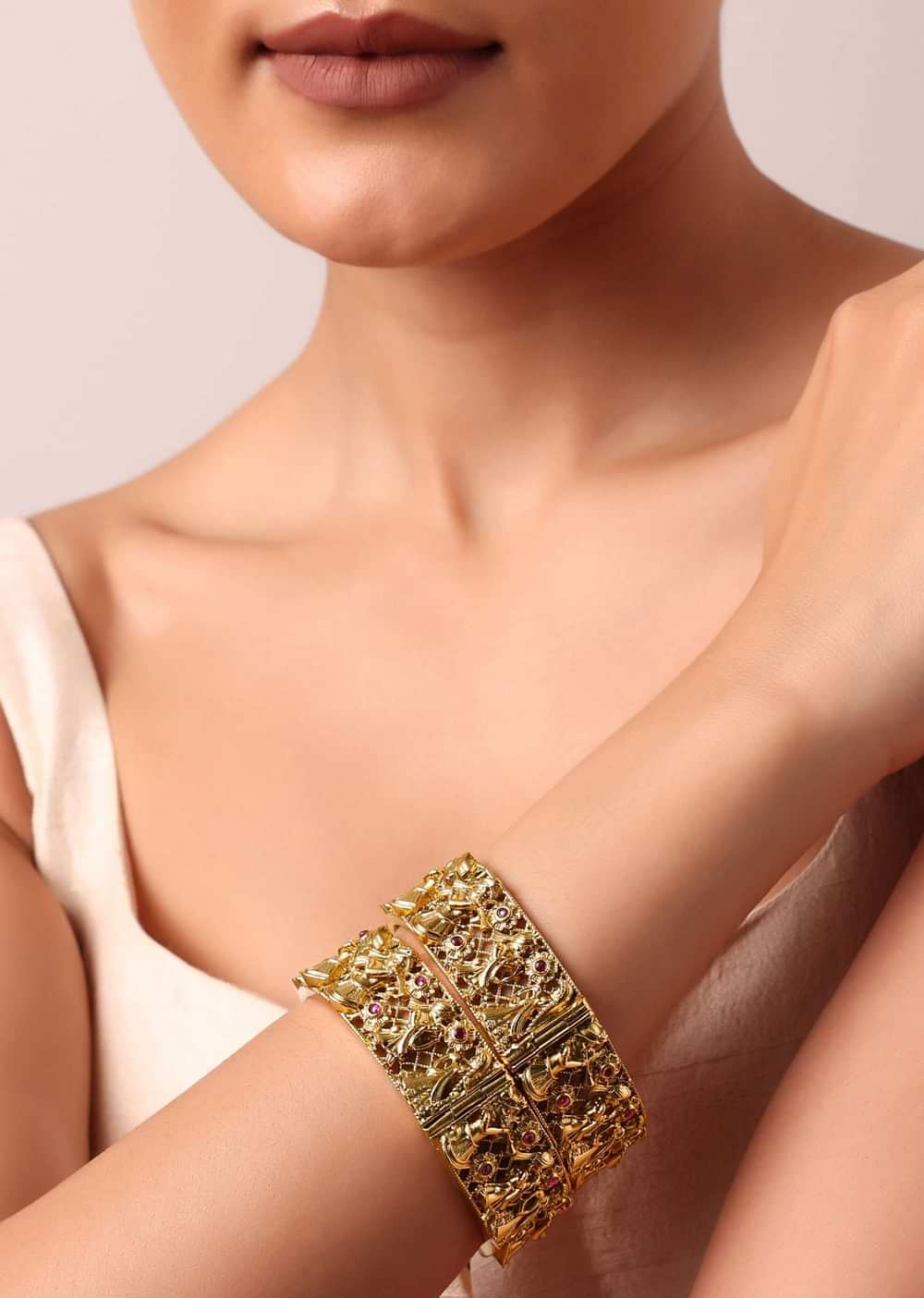 Multi Finish Kundan Bangle Set of 2