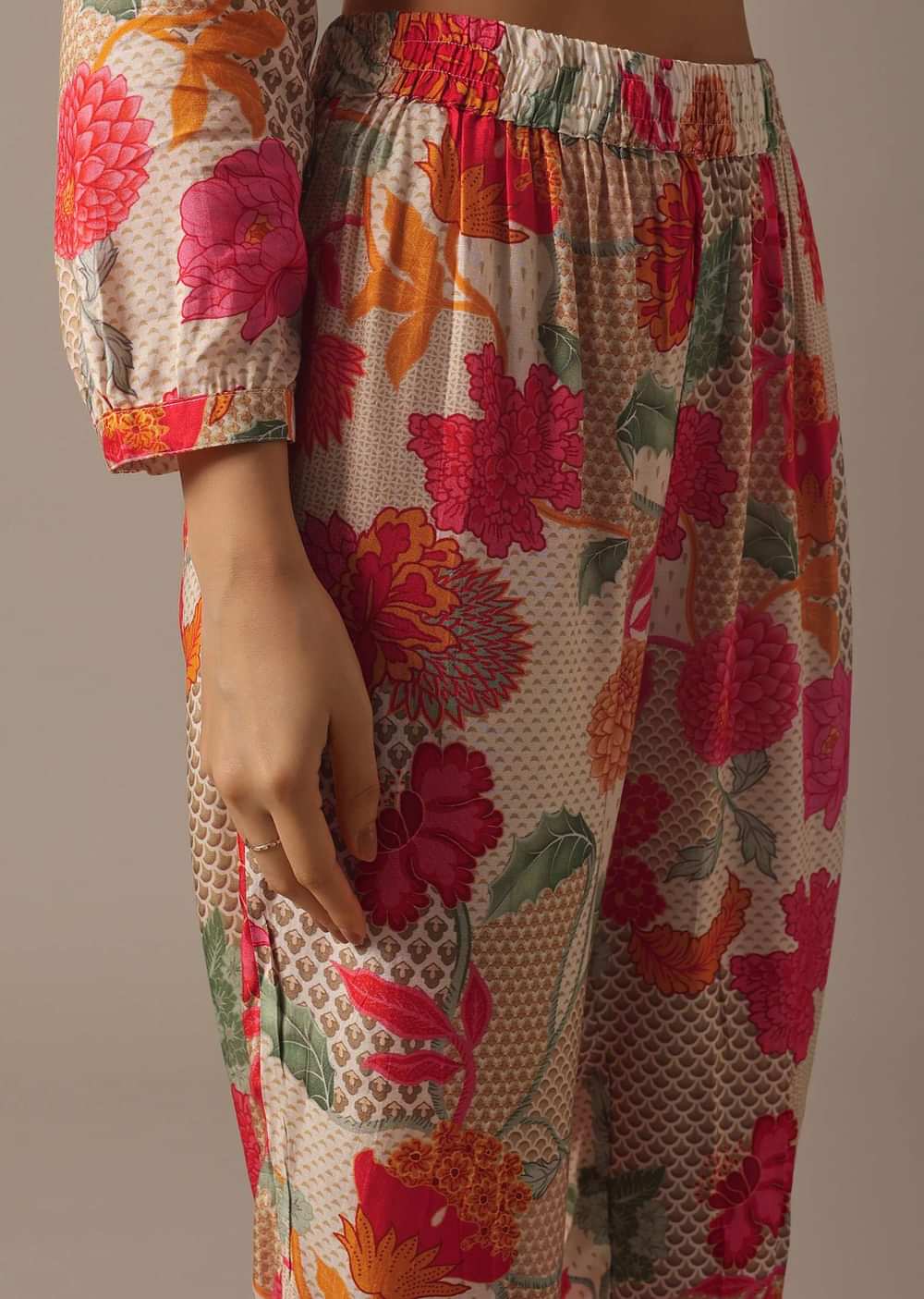 Multi Floral Print Co-Ord Set With Sequin Embellishments