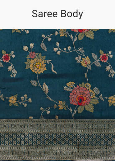 Multicolor Dola Silk Floral Jaal Woven Saree