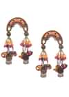 Multicolor Hand Embroidered Thread And Beaded Boho Stud Earrings