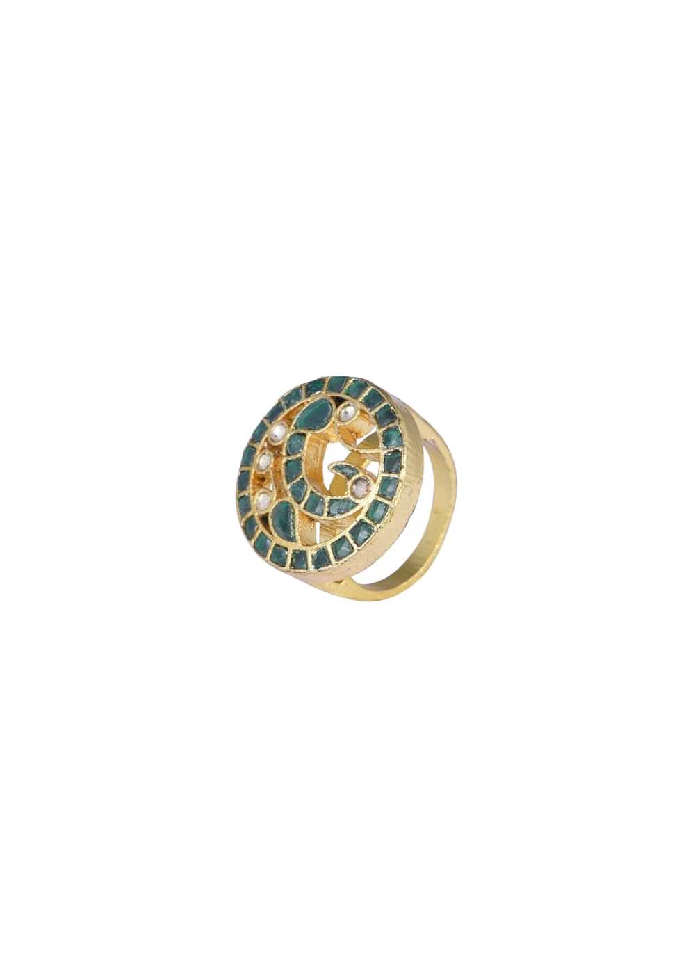Multicolor Circular Ring With Studded Kundan And Meenakari Work