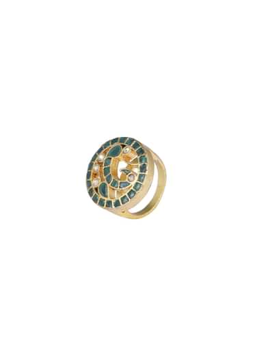 Multicolor Circular Ring With Studded Kundan And Meenakari Work