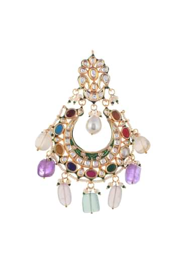 Multicolor Dangler Earrings With Kundan Work In Mix Metal