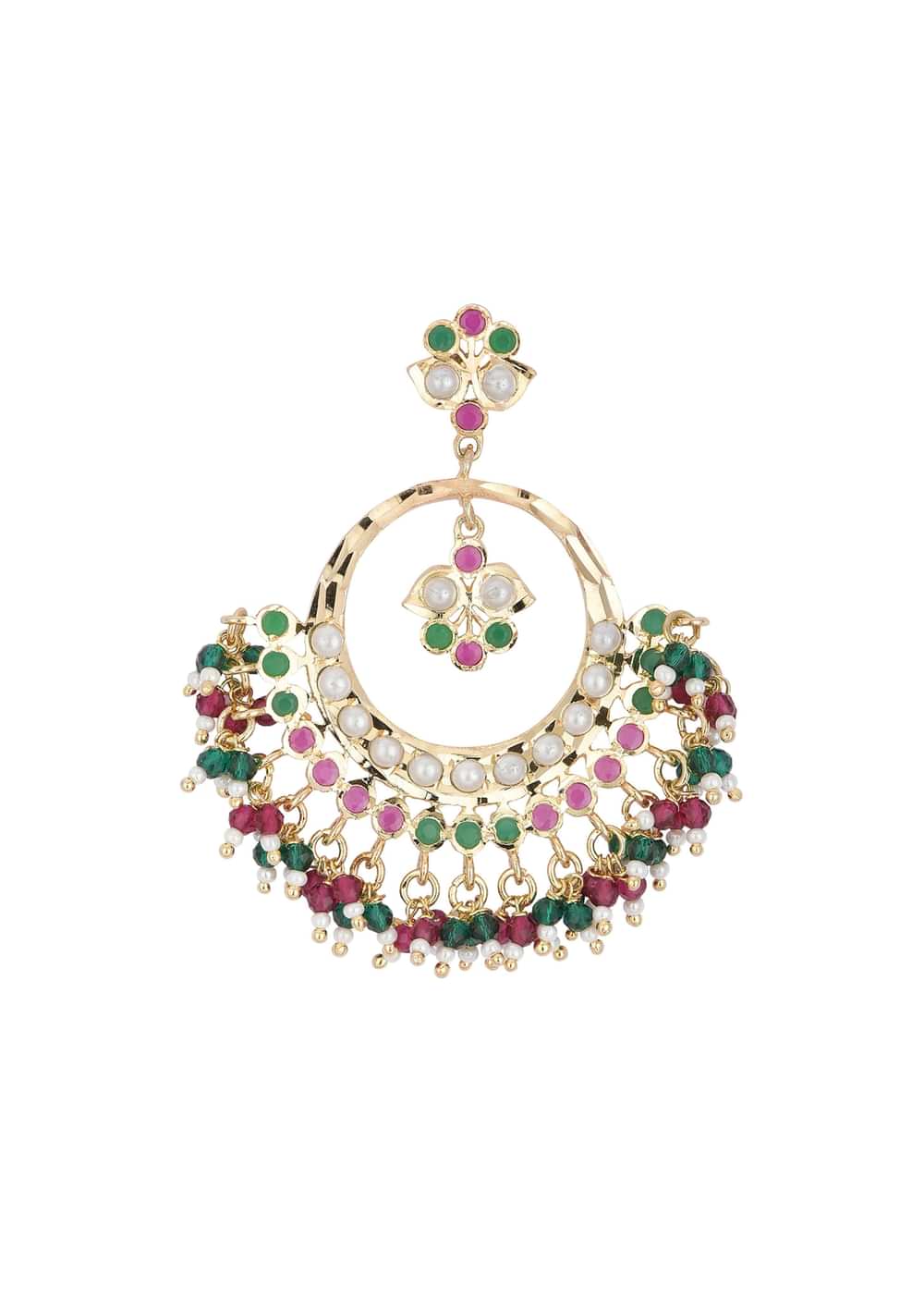 Multicolor Danglers With Kundan And Bead Drops