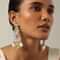 Multicolor Earrings With Champagne Stones And Pearl Drops