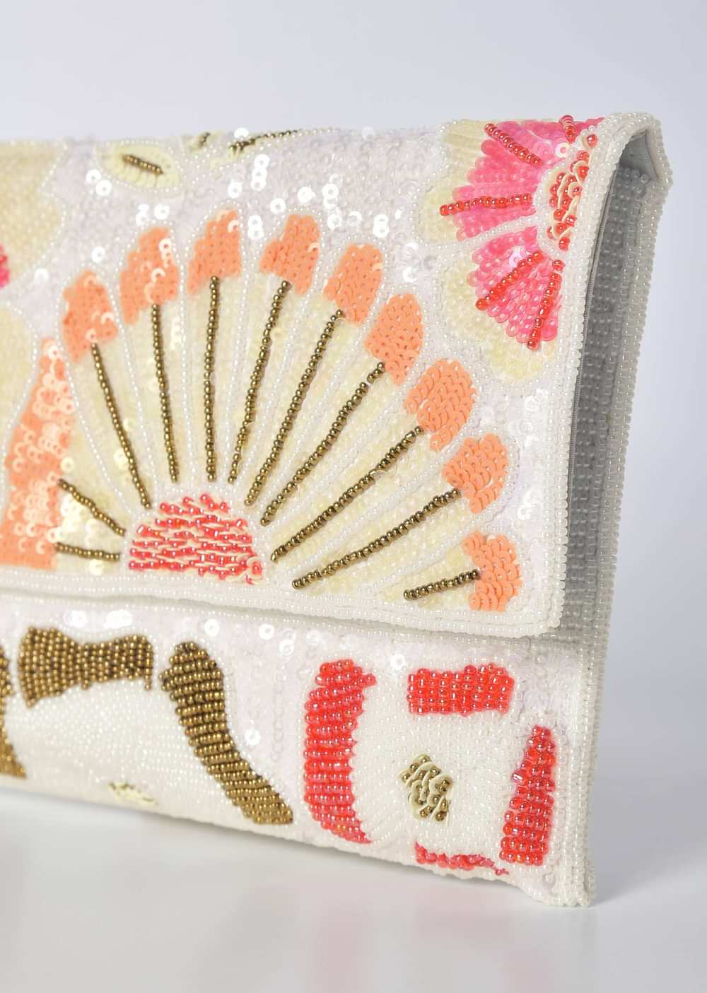 Multicolor Flap Clutch With Floral Sequin Work