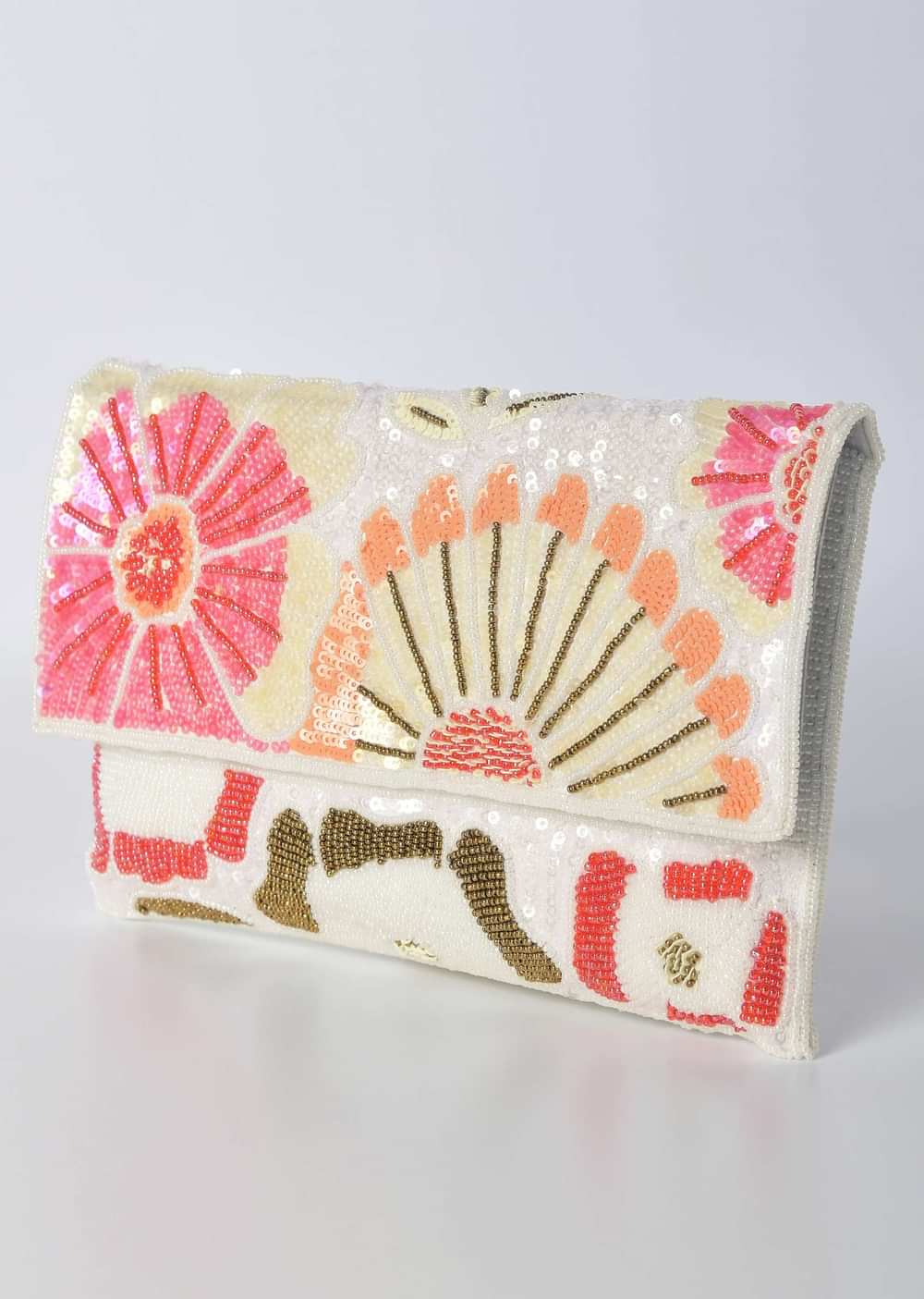 Multicolor Flap Clutch With Floral Sequin Work