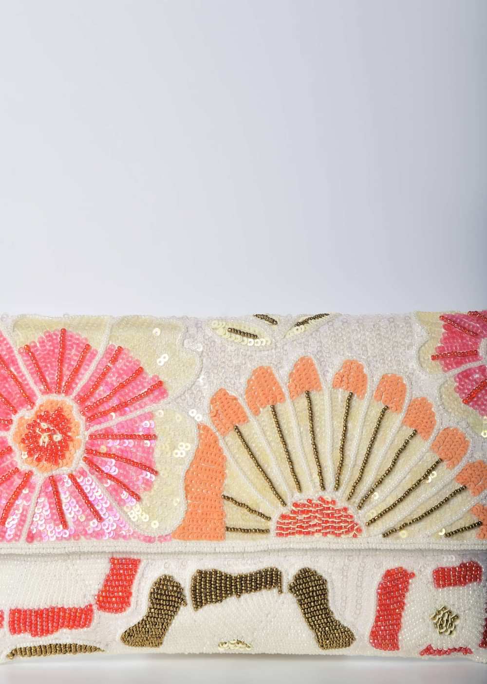 Multicolor Flap Clutch With Floral Sequin Work