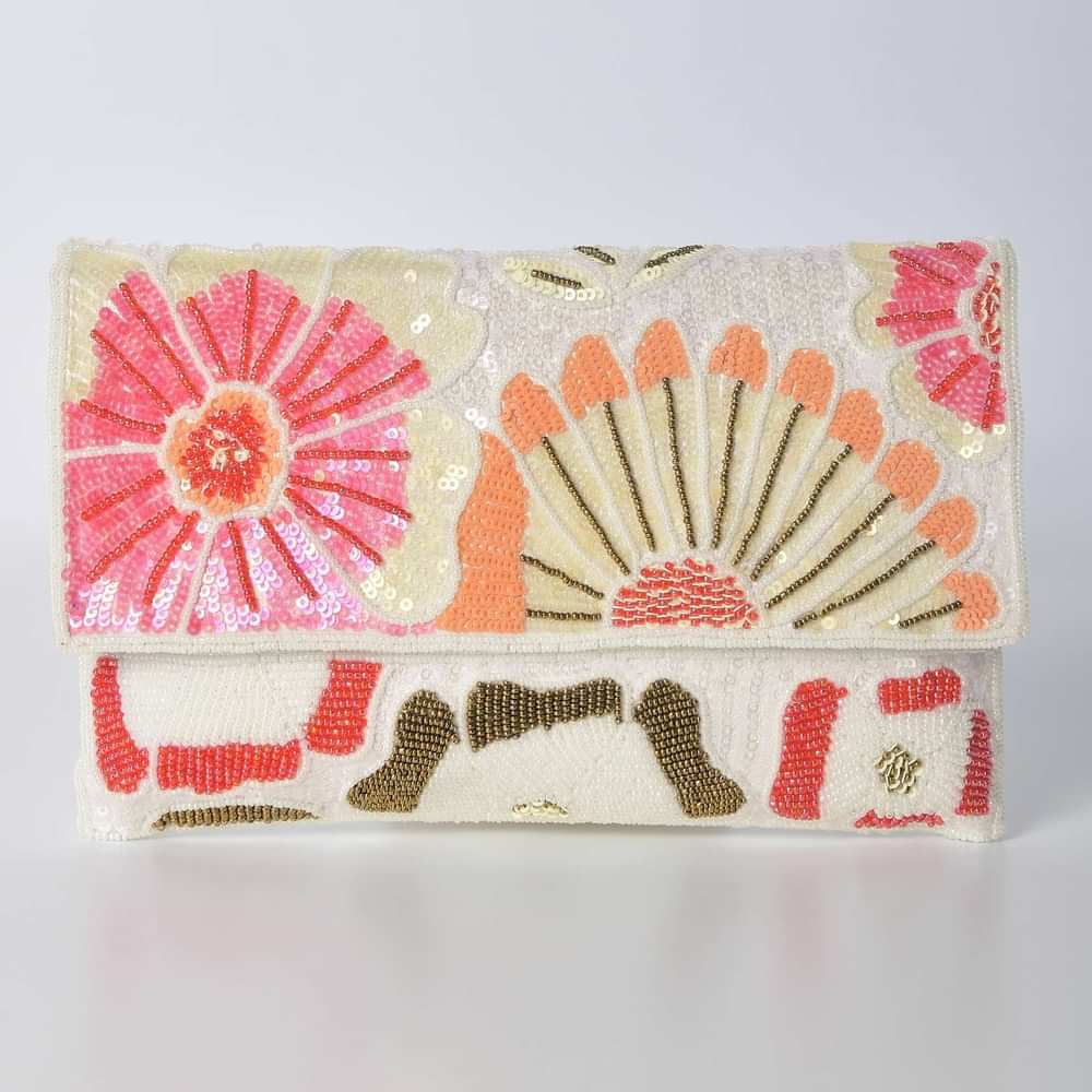 Multicolor Flap Clutch With Floral Sequin Work
