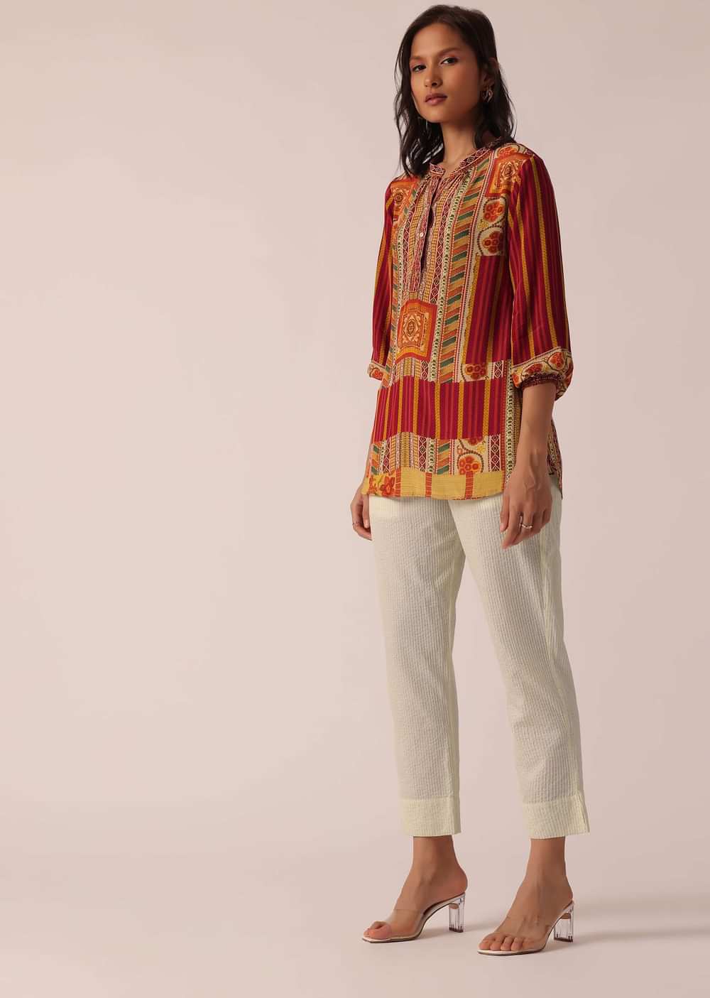 Multicolor Floral Print Short Kurta