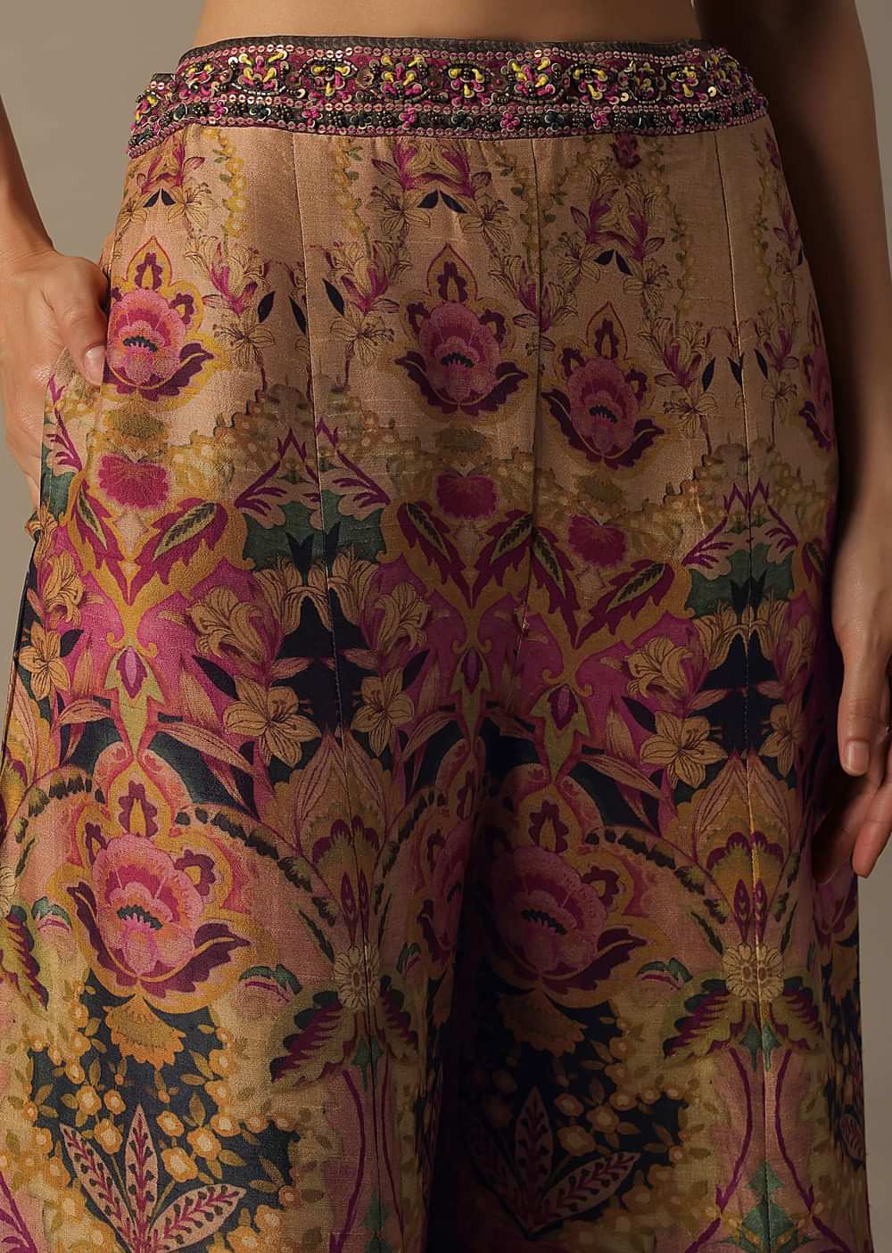 Multicolor Fusion Palazzo Set With Jacket