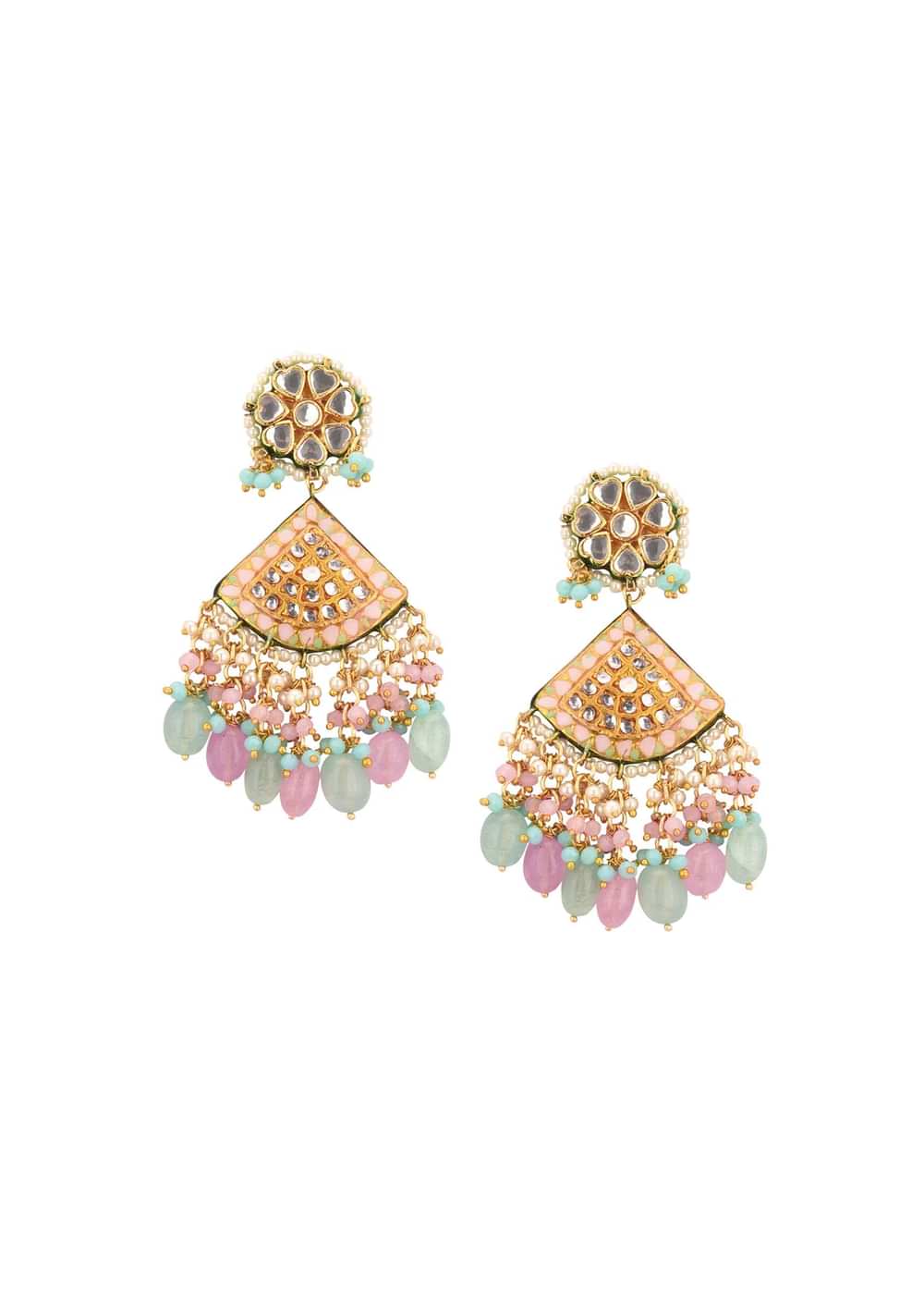 Multicolor Gold-Finish Kundan Choker Necklace Set With Colourful Meenakari Work And Stones In Mix Metal