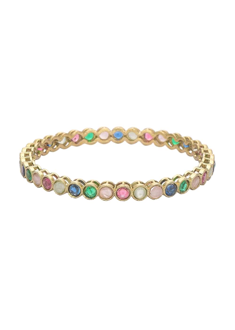 Multicolor Kundan Bangles With Encrusted Stones (Set of 4)