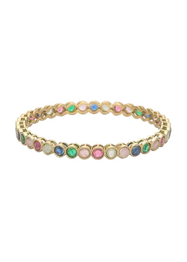 Multicolor Kundan Bangles With Encrusted Stones (Set of 4) Multicolor Kundan Bangles With Encrusted Stones (Set of 4)
