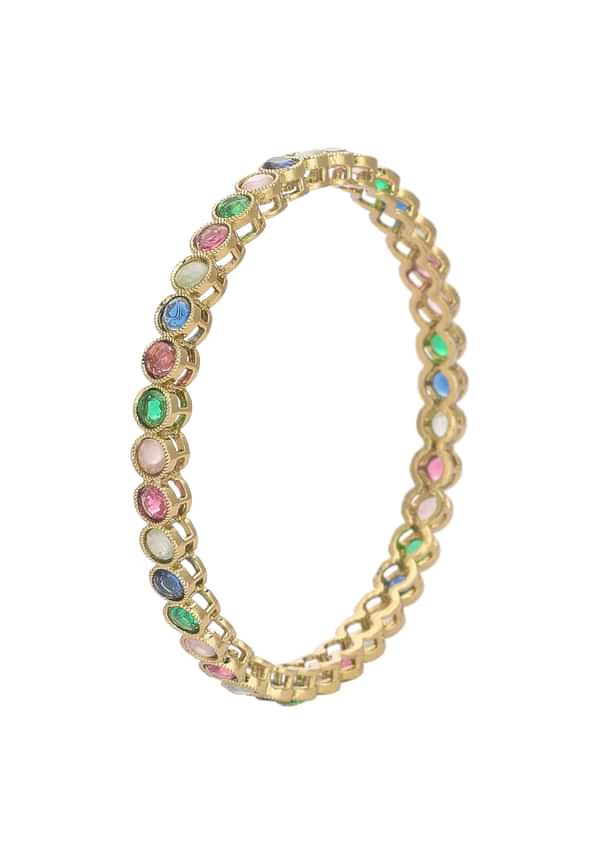 Multicolor Kundan Bangles With Encrusted Stones (Set of 4) Multicolor Kundan Bangles With Encrusted Stones (Set of 4)