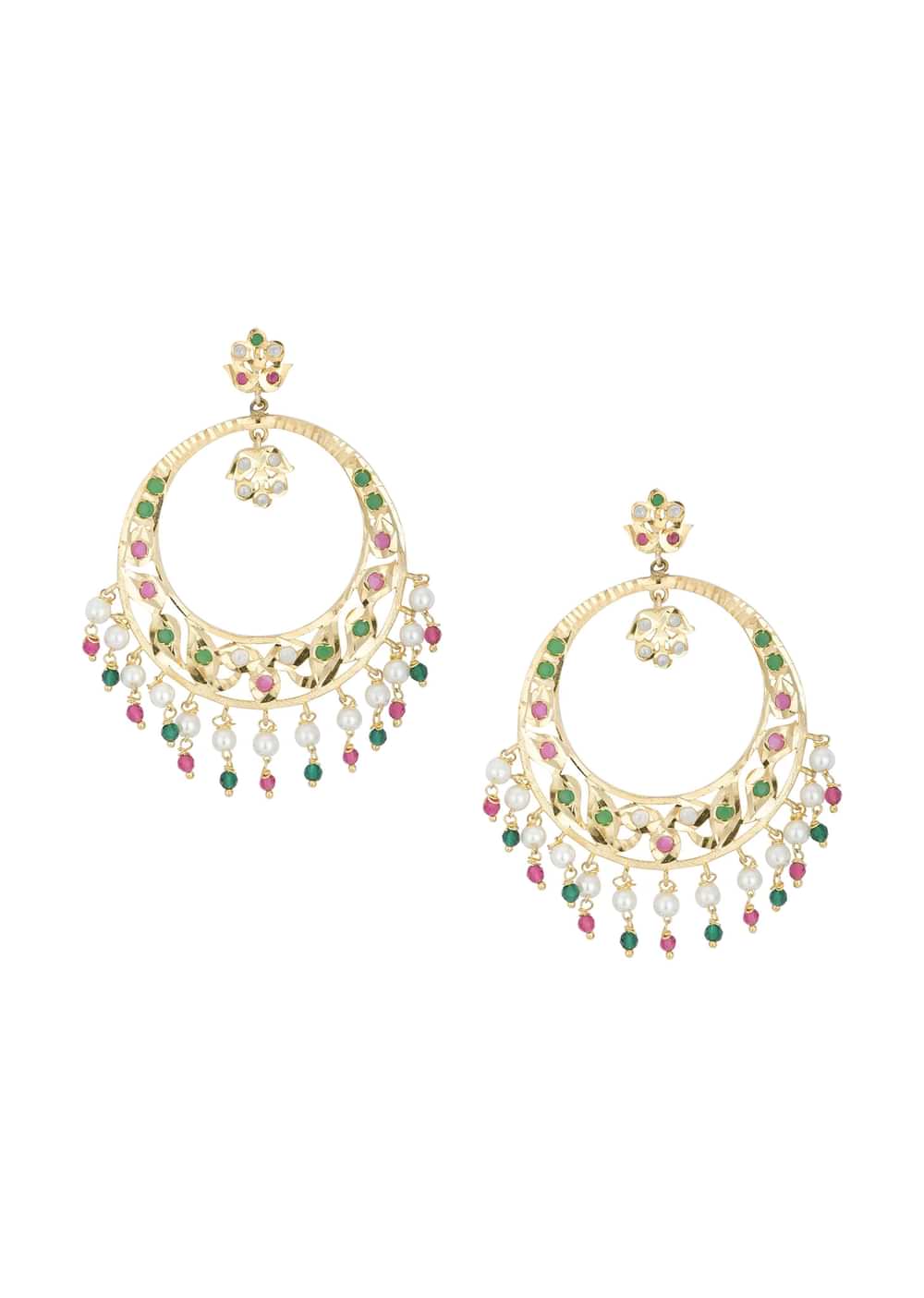 Multicolor Kundan Danglers With Bead Drops