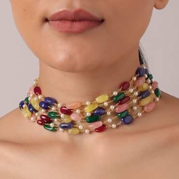 Multicolor Layered Beaded Choker Set