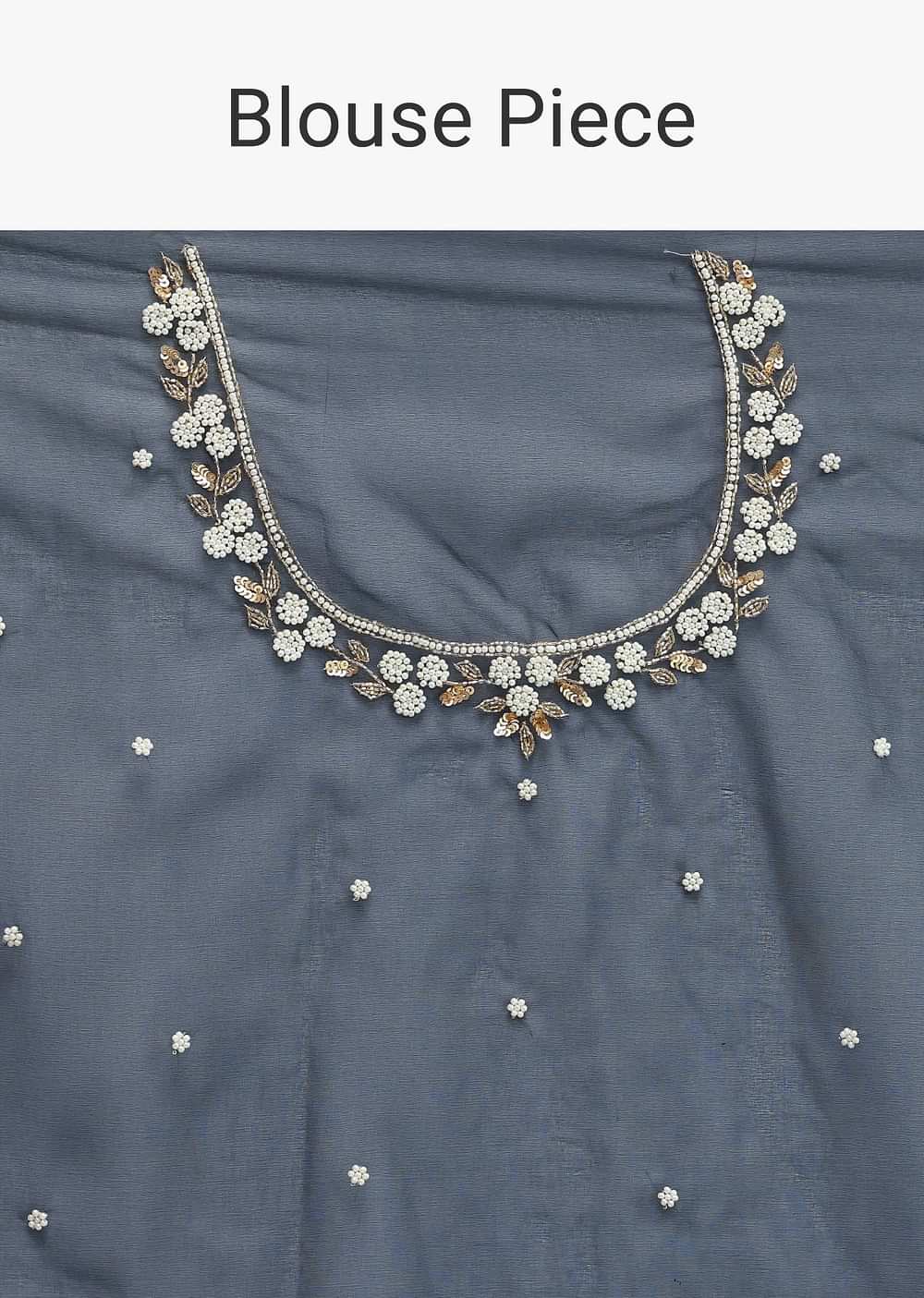 Multicolor Organza Saree With Bead Embellishments And Unstitched Blouse Fabric