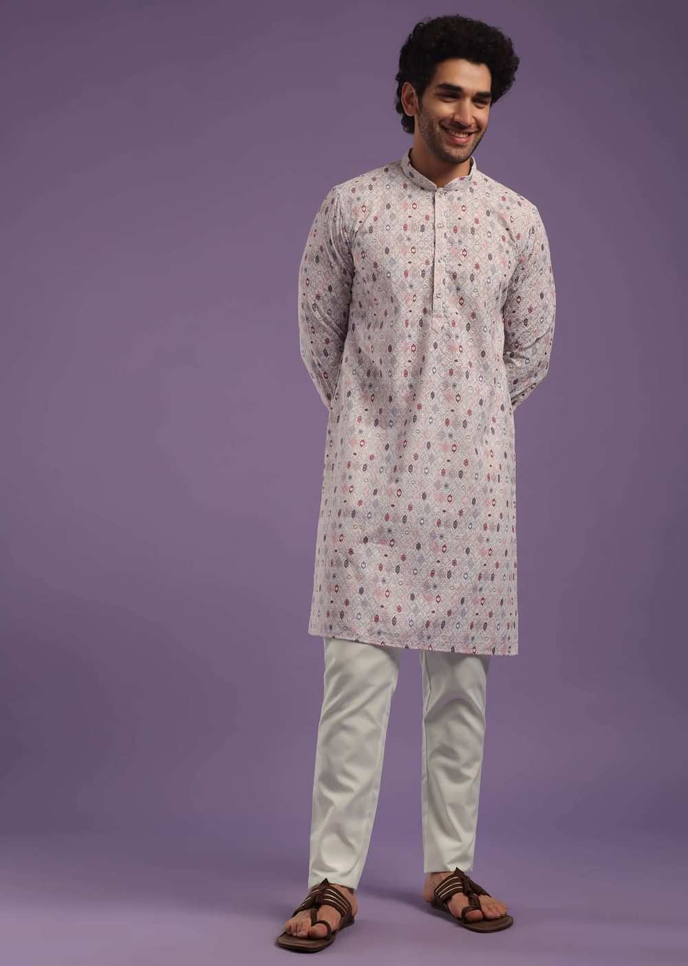 Multicolor Printed Kurta Set In Art Silk