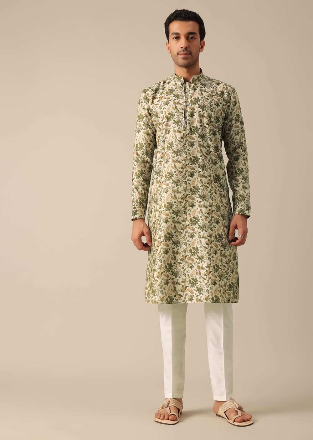 Multicolor Printed Kurta Set In Silk