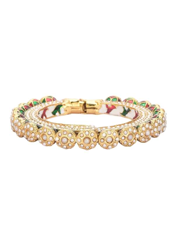 Multicolor Rajwadi Bangle With Kundan Stones And Meenakari