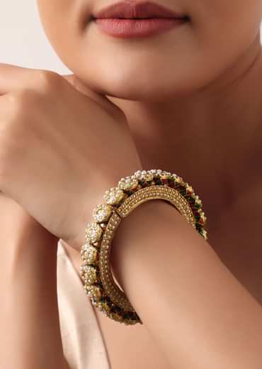 Multicolor Rajwadi Bangle With Kundan Stones And Meenakari