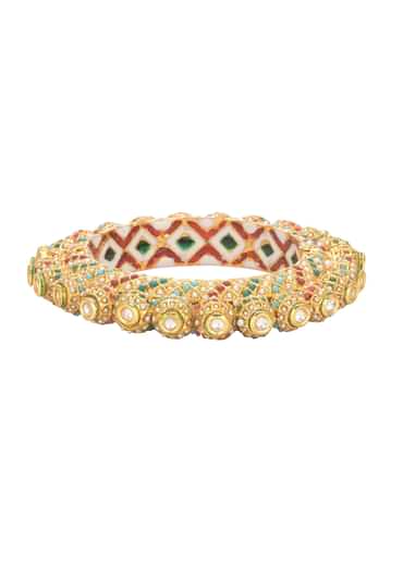 Multicolor Rajwadi Kundan Bangle With Meenakari Work