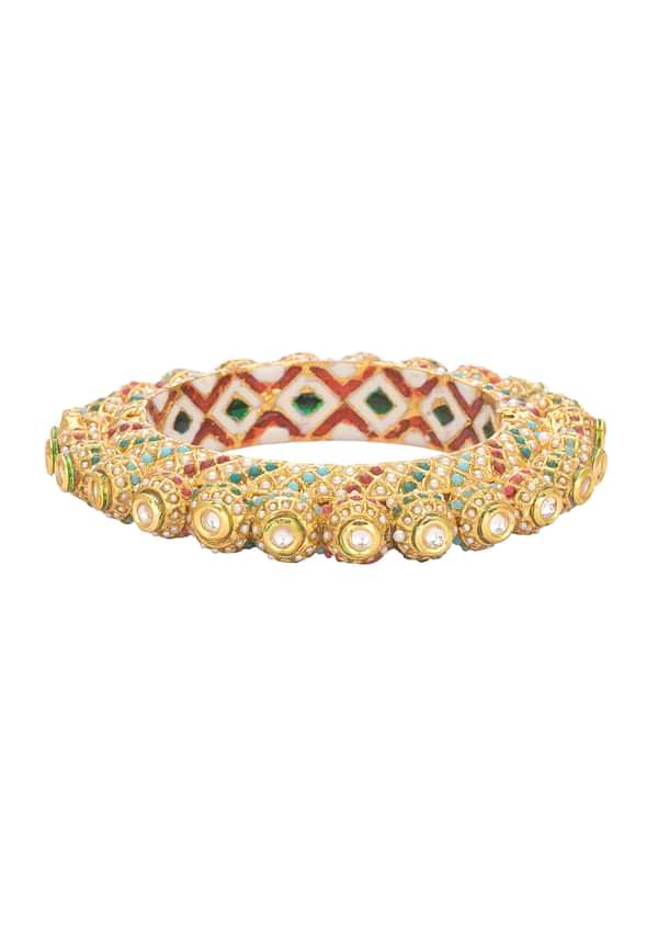 Multicolor Rajwadi Kundan Bangle With Meenakari Work Multicolor Rajwadi Kundan Bangle With Meenakari Work
