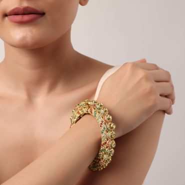 Multicolor Rajwadi Kundan Bangle With Meenakari Work