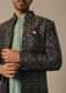 Multicolor Silk Jacquard Indowestern Set With Embroidered Detail