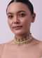 Multicolor Temple Style Choker And Earring Set In Gold Finish