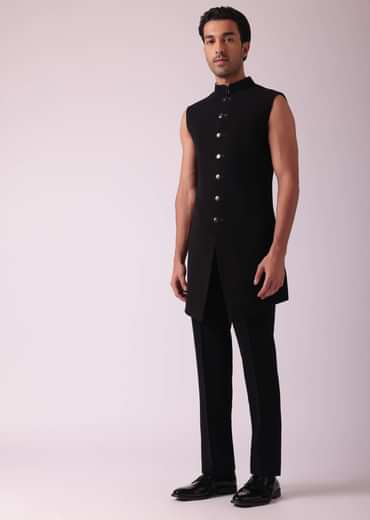 Multicolor Textured Indowestern In Velvet