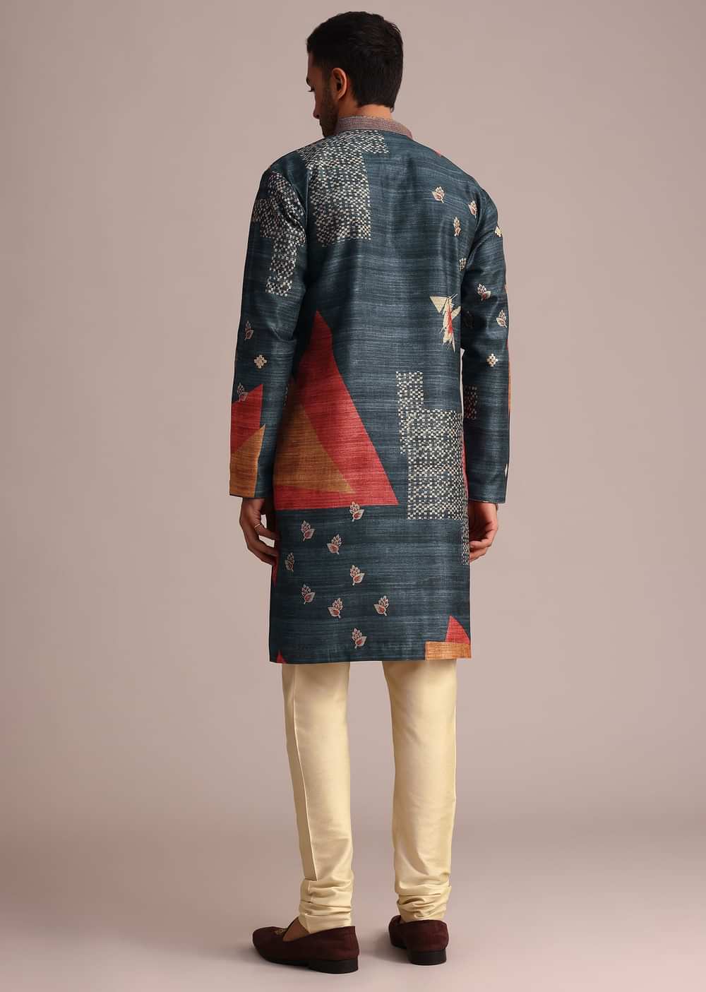 Multicolor Tussar Silk Printed Kurta Set