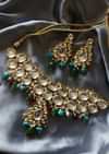 Multicolored Navrattan Polki Choker Necklace Set In Silver Alloy