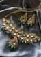 Multicolored Navrattan Polki Choker Necklace Set In Silver Alloy
