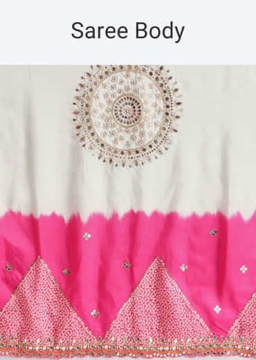 Multicolour Georgette Printed Saree With Gotta Patti Zari Embroidery