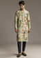 Multicolour Silk Kurta Set For Men With Abstract Geometric Print