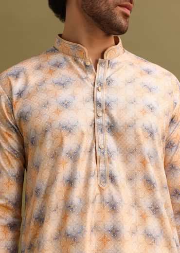 Multicolour Printed Cotton Kurta And Pant