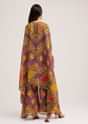 Multicolour Printed Crop Top Palazzo And Cape Set