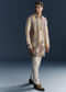 Multicolour Silk Kurta Jacket Set For Men With Intricate Thread Work