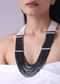 Multistranded Glass Beads And Pearl Necklace In White And Black Shades