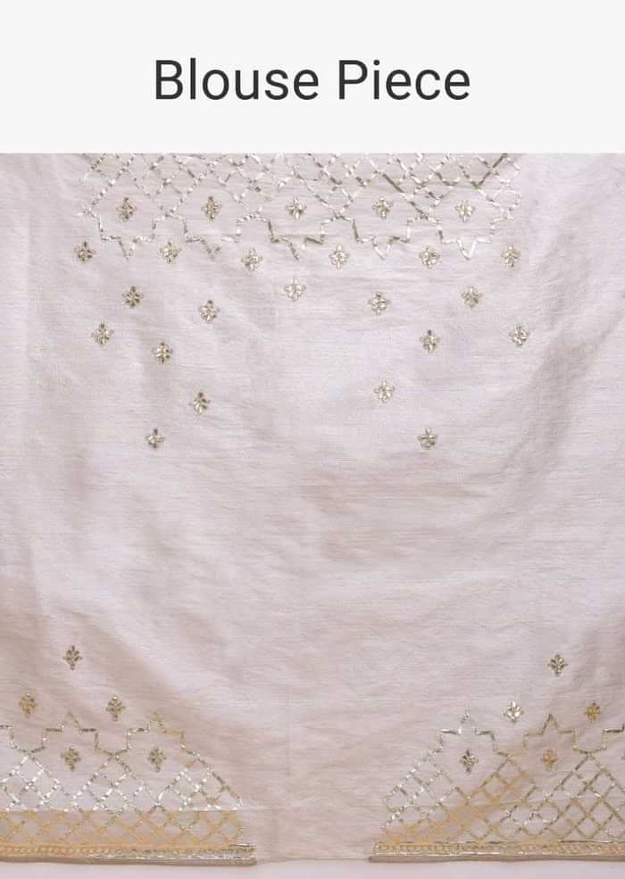 Mushroom Grey Saree In Organza With Gotta Lace Work In Geometric Pattern Online - Kalki Fashion
