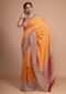 Mustard Banarasi Saree With Weaved Moroccan Jaal And Moti Work On The Border Online - Kalki Fashion