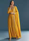 Mustard Chinon Anarkali Suit With Zardosi Work Dupatta