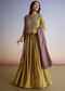 Mustard Crush Tissue Anarkali Suit With Sequins Embroidery