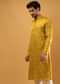 Mustard Kurta Set In Silk With Bandhani Buttis
