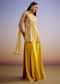 Mustard Net Palazzo Suit With Moti And Cut Dana Work