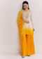 Mustard Ombre Leheriya Kurta Sharara Suit With Cutdana And Sequins Work