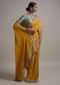 Mustard Saree In Satin Silk With Bud Embroidery And Mirror Work Online - Kalki Fashion