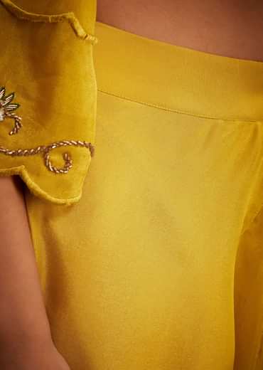 Mustard Tissue Embroidered Dhoti Set